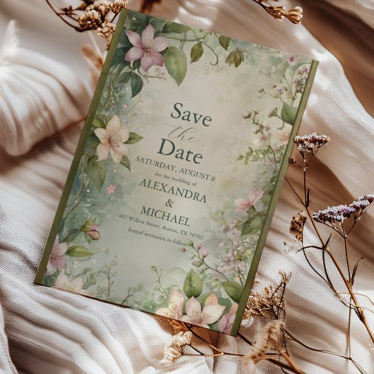Save The Date Mariage symphonique florale inspiré Art nouveau