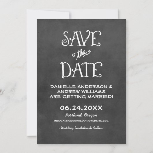 Save The Date Mariage tableau noir écriture rustique (Dos)