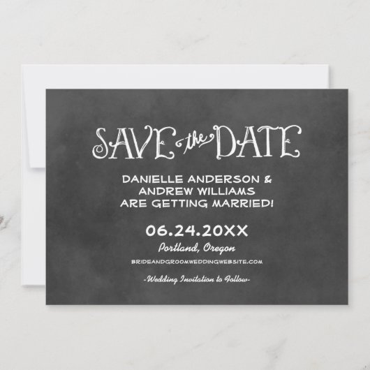 Save The Date Mariage Tableau Noir Écriture Rustique (Dos)