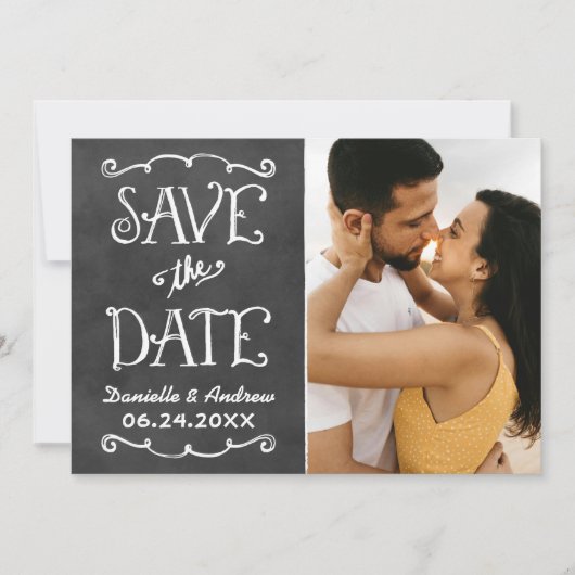 Save The Date Mariage Tableau Noir Panneau Partagé (Devant)