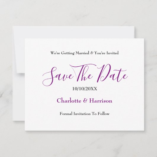 Save The Date Mariage Tartan Écossais Violet Bleu (Devant)