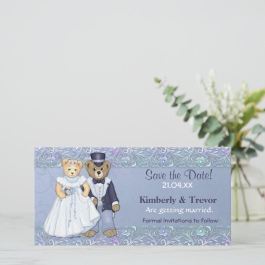 Save The Date Mariage Teddy Bear Enregistrer La Date (Debout devant)
