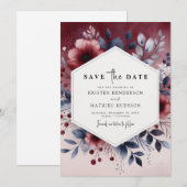 Save The Date Mariage tendance Bourgogne (Devant / Derrière)