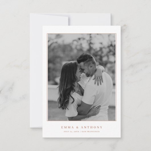 Save The Date Mariage Térracotta Monogramme Élégant (Devant)