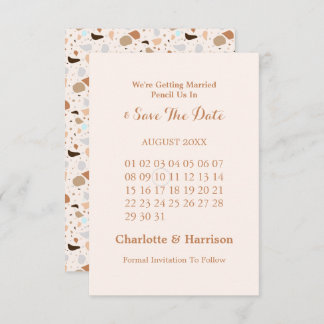 Save The Date Mariage Terrazzo Abstrait Moderne Terreux