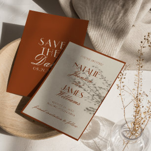 Save The Date Mariage Terre Cuite Orange Brûlé Crème Vieille For