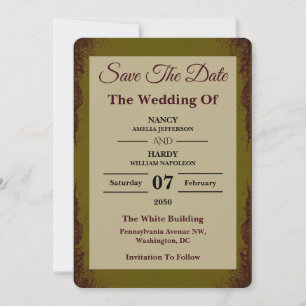 Save The Date Mariage Terreux Olive Rouille Économisez La Date
