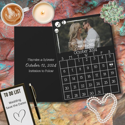 Save The Date Mariage Têtes de Mort Fun Gothique Sombre