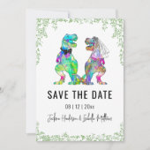 Save The Date Mariage Thème Dinosaure Vert (Devant)