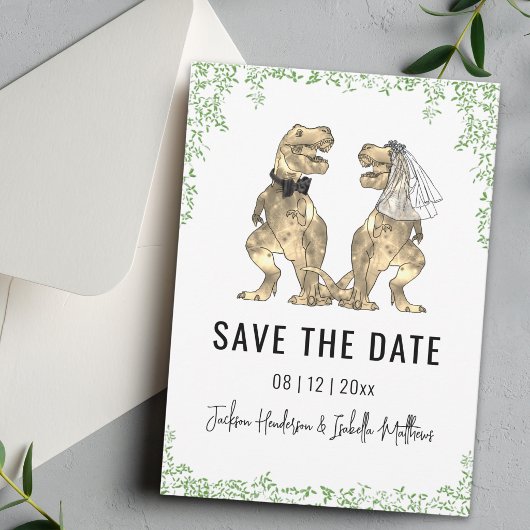 Save The Date Mariage Thème Dinosaure Vert