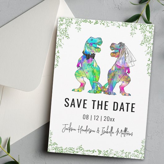 Save The Date Mariage Thème Dinosaure Vert
