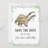 Save The Date Mariage Thème Dinosaure Vert Enregistrez La Date (Devant)