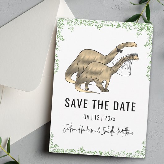 Save The Date Mariage Thème Dinosaure Vert Enregistrez La Date