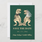 Save The Date Mariage Thème Dinosaures Vert (Devant)