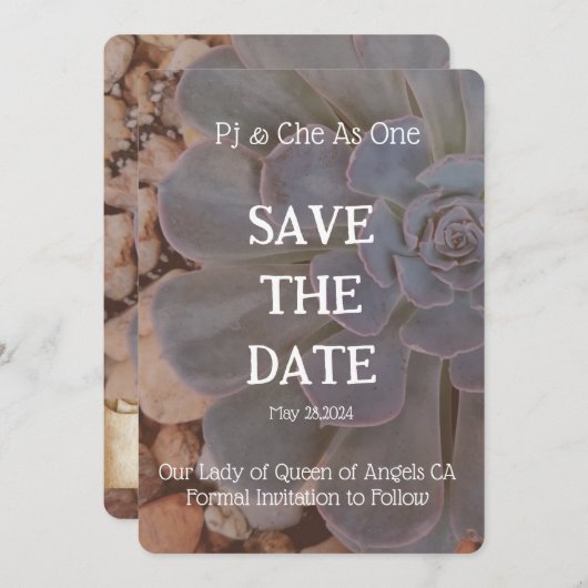 Save The Date Mariage Thème Succulent Enregistrer La Date (Devant / Derrière)