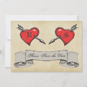 Save The Date Mariage Thème Tatouage Vintage Enregistrer la Date