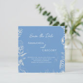 Save The Date Mariage thème Toile Bleue Océan Enregistrer la dat (Debout devant)