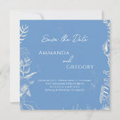 Save The Date Mariage thème Toile Bleue Océan Enregistrer la dat (Devant)