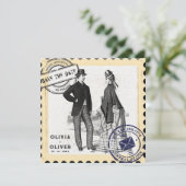 Save The Date Mariage timbre-poste rétro vintage  (Debout devant)