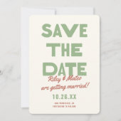 Save The Date Mariage Tons Terreux Funky Gras Retro Moderne (Devant)
