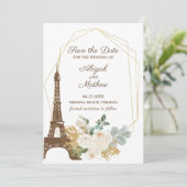 Save The Date Mariage Tour Eiffel Rose Enregistrer La Date (Debout devant)