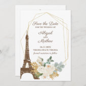 Save The Date Mariage Tour Eiffel Rose Enregistrer La Date (Devant / Derrière)