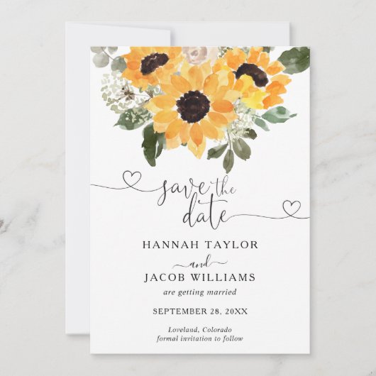Save The Date Mariage tournesol (Devant)