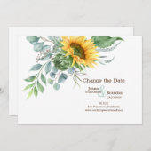 Save The Date Mariage Tournesol Modifier la date (Devant / Derrière)