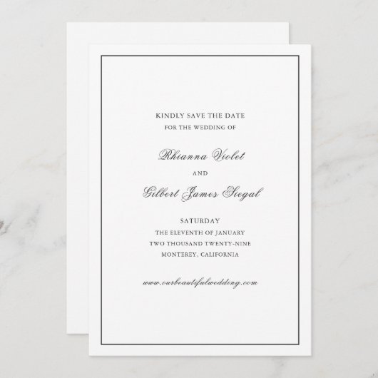 Save The Date Mariage traditionnel de Rhianna (Devant / Derrière)