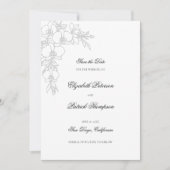 Save The Date Mariage Traditionnel Formel Élévé Blanc Orchidée (Devant)