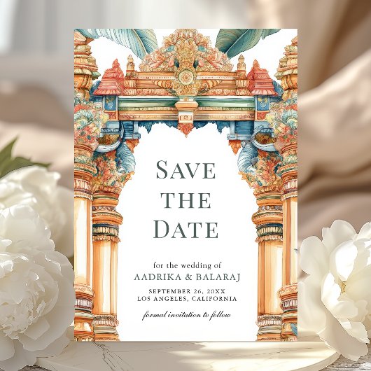 Save The Date Mariage traditionnel sud-indien avec arche complex