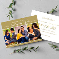 Mariage Trois Photos Collage Or Antique