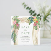 Save The Date Mariage tropical à la plage bohème sous une arche (Debout devant)