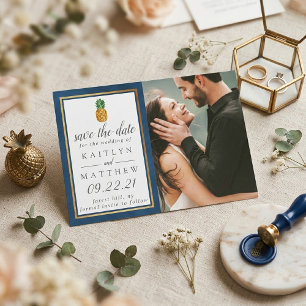 Save The Date Mariage Tropical à l'Ananas Enregistrez la Date