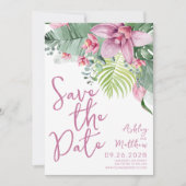 Save The Date Mariage Tropical à l'Orchidée Fleurie (Devant)