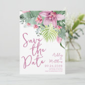 Save The Date Mariage Tropical à l'Orchidée Fleurie (Debout devant)