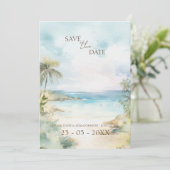 Save The Date Mariage Tropical Beach Palm Trees (Debout devant)