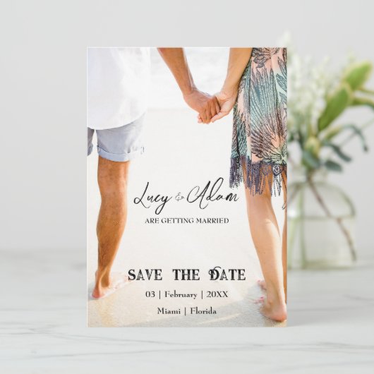 Save The Date Mariage Tropical Bliss Enregistrer la date (Debout devant)