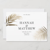 Save The Date Mariage tropical botanique minimal moderne or (Devant)