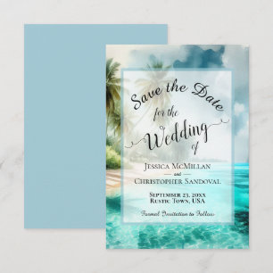 Save The Date Mariage Tropical de Plage à la Calligraphie Élégan