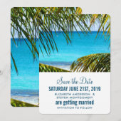 Save The Date Mariage Tropical de Plage Turquoise Romantique (Devant / Derrière)