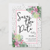 Save The Date Mariage Tropical de script mignon (Devant)
