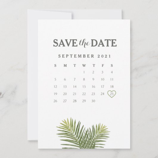Save The Date Mariage tropical Enregistrer la date Photo Fern Mo (Dos)