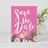 Save The Date Mariage tropical floral de plage et de destination (Debout devant)