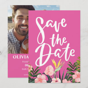Save The Date Mariage tropical floral de plage et de destination