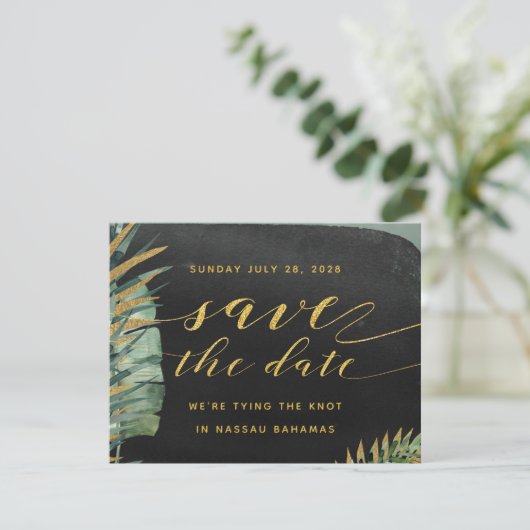 Save The Date Mariage Tropical Palm Enregistrer La Date (Debout devant)