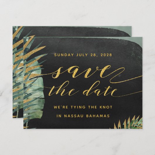 Save The Date Mariage Tropical Palm Enregistrer La Date (Devant / Derrière)