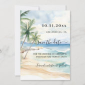 Save The Date Mariage tropical plage enregistrer la date (Devant)