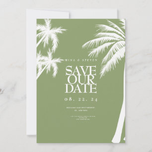 Save The Date mariage tropical sous les palmiers verts 