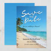 Save The Date Mariage Tropical sur la Plage Destination Enregist (Devant / Derrière)